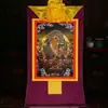 Aldea Tibetana Bodhisattva Manjushri Thangka Estatua de Bronce Colgante de Pared Tíbet Tarjeta Negra Dorada Manjushri Sala de Estar Mural de Sala de Estar Longitud 35cm