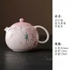 Bule de Cerâmica Xi Shi com Pintura Manual de Glicínia em Baixo Esmalte para Uso Feminino Bule Único com Filtro de Bola para Conjunto de Chá Kung Fu