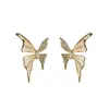 Pendientes de Mariposa Líquida con Circonita Microincrustada, Diseño Único, Circonita Microincrustada, Lujo Ligero, Sensación de Alta Gama, Pendientes de Elegancia Francesa
