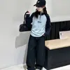 Conjunto Informal de Otoño para Niñas 2026 Nueva Moda Primavera-Otoño Sudadera con Cuello Solapa y Pantalones de Pierna Ancha Conjunto de Dos Piezas