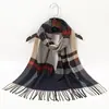 Novedad de Invierno Unisex Bufanda Chal de Cuadros Imitación Cachemir Bufanda de Cabeza de Moda Cálida para Mujeres Malayas Bufanda Larga
