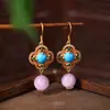 Aretes de Cristal Natural, Aretes Originales Hechos a Mano de Tendencia Nacional, Aretes de Lujo Ligero de Alta Gama Estilo Chino Retro Venta al por Mayor
