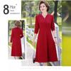 Vestido de Manga Larga de Primavera y Otoño para Mujeres de Mediana Edad y Mayores, Vestido Moderno a la Rodilla para Madres de 40-50 Años, Vestido Elegante en Varios Colores