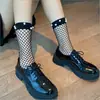 Calcetines cortos blancos con lunares y volantes para mujer, calcetines finos de malla transparente de verano para chica dulce Lolita, estilo japonés