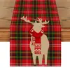 Corredor de Mesa de Natal Novo Transfronteiriço Linho Criativo Estampado Boneco de Neve e Papai Noel Jogo Americano Atmosfera Decorações de Mesa de Natal