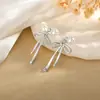Novos Brincos de Zircônia da Moda Amazon Exquisitos Leve Luxo Ouro Real 14K Brincos de Laço para Namorada Atacado