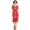 S-4XL Vestido Vintage Gatsby de los años 20 con Lentejuelas y Flecos, Disfraz de Baile de Salón