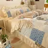 Estilo Coreano Invierno Encaje Antiestático Leche Polar Juego de Cuatro Piezas Clase A Más Terciopelo Funda Nórdica Sábana Juego de Tres Piezas Dormitorio Infantil