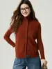 Suéter 100% caxemira pura para mulheres, nova coleção outono/inverno, cor sólida, trança estilo vintage, gola alta, colete cardigã de tricô