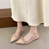 Zapatos de Punta Versátiles Color Albaricoque Nuevos de Primavera y Verano Sandalias de Tira Francesa de Moda con Empalme para Mujer Primavera Temprana 2025