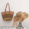 Conjunto de Chapéu de Palha e Bolsa para Comércio Exterior Transfronteiriço para Férias na Praia, Moderno e Versátil, Proteção Solar, Prático para Viagem, Bolsa de Ombro de Grande Capacidade