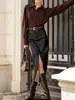 Moda Femenina Otoño e Invierno Falda de Cuero de Cintura Alta de Gama Falda Recta [Incluye Cinturón]