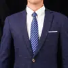 Gravata Formal de Negócios com Zíper Masculina para Casamento de Noivo Feminino Listras Azuis Fina Preta para Pessoas Preguiçosas Fácil de Puxar