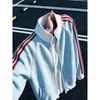 Sudadera cárdigan con cuello alto de tres rayas para hombre, nueva colección de otoño, diseño color block, moderna y versátil, chaqueta de moda para el día a día