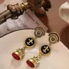 Colgante Vintage Incrustado de Diamantes Pendientes Geométricos, Pendientes Estilo Palacio Retro, Diseño de Nicho, Lujo Ligero y de Alta Gama