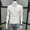 2026 Nova Polo Casual de Manga Curta Transfronteiriça Camiseta Masculina de Manga Curta Verão Tendência Marca Slim Fit Camiseta Versátil
