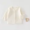 Cardigã de Bebê Estilo Primavera e Outono Manga Longa Top Classe A Roupa Externa para Bebê Veludo Macio Algodão Cor Sólida Roupa Externa Casual Roupas de Outono