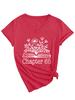 Amazon Ebay Site Independente Elegante Confortável Feminino Gola V Manga Curta Capítulo 65 Floral Livro Camiseta Camada Base Comércio Exterior
