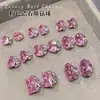 Decoraciones para Uñas con Zirconia Rosa Apilada de Diamante, Brillantes Sin Base, Forma de Huevo de Paloma, Cuadrado Grueso de Ángulo Recto, Accesorios para Uñas con Bola de Diamante