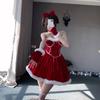 Nuevo Disfraz Rojo de Navidad de Ze You Ropa de Mujer con Vestido de Gala de Guerra Otoño e Invierno Vestido de Princesa Ponkas de Aspecto Delgado
