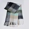 Novo Cachecol Xadrez Arco-Íris Outono e Inverno Moda Fio Loop Engrossado Quente Xadrez Franja Longo Estilo Casal