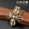 Colgante de Collar Vajra Cruzado Estilo Étnico Colgante Unisex Incrustado con Piedras Preciosas Colgante de Campana Vajra Accesorio Personalizado