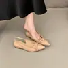 Sandalias Cerradas Impresionantes de Estilo Francés para Mujer, Nuevo Modelo Primavera/Verano 2026, Diseño sin Espalda con Moño, Adecuadas para Combinar con Vestidos, Zapatos de Tacón de Punta para la Noche