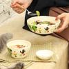 Crema de Gato Viento Calabaza Vajilla Cerámica Dibujos Animados Platos Domésticos Alto Valor de Color Rojo de Internet Bol de Arroz Bol de Sopa