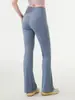 Calça Yoga Flare Cintura Alta Levanta Bumbum Secagem Rápida Estilo Europeu e Americano para Mulheres, Calça Wide-Leg Esportiva com Sensação de Pele Nua, Calça Fitness