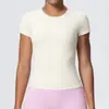 Nueva Camiseta de Manga Corta para Mujer Transfronteriza Ajustada Sensación de Nube Control de Abdomen Fitness Running Secado Rápido Top Casual de Yoga