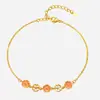 Pulseira Cinco Flores de Pessegueiro Feminina Novo Estilo Chinês 2025 Novo Temperamento Mais Fácil de Combinar Design de Esmalte Epóxi Tornozeleira de Flor de Nicho