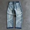 Jeans Transfronteiriço Europeu e Americano Novo Estilo Outono e Inverno, Lavado e Desgastado Retrô Americano, Calça Longa Única Tendência de Nicho Street Style