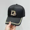 Novo estilo coreano simples letra D de strass com cara de sol pequeno design de boné de beisebol com proteção solar atacado boné com aba
