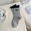 Meias Femininas Meia-Perna Outono Azul Marinho Estilo Preppy Americano Meias Femininas de Menina Coreana com Listras Algodão Respirável Absorvente de Suor