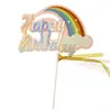 Púas Decorativas para Pastel Arcoíris Rosa Letras Láser Feliz Cumpleaños Inserts para Hornear Suministros para Mesa de Postres de Fiesta