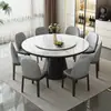 Mesa y Sillas de Comedor de Pizarra y Madera Maciza de Lujo Ligero para Apartamento Pequeño en Casa Mesa Redonda Mesa de Comedor Multifuncional Moderna y Sencilla