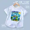Camiseta de Manga Corta Modelo Nuevo Transfronteriza Minecraft Mc Verano Tie-Dye Superior Seda de Hielo Secado Rápido Ropa Camiseta Moderna para Niños