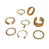 Europa y Estados Unidos comercio exterior transfronterizo nuevo taladro de copa de apertura de diamante conjunto de anillos geométricos de 8 piezas conjunto de personalidad anillo articulado