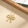 Collar con Colgante de Lazo de Perla Transfronterizo Europeo y Americano Malt Acero Inoxidable Acero de Titanio Cadena para Clavícula que No se Desvanece