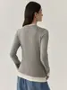Suéter Personalizado de Outono e Inverno em Lyocell com Contraste Falso de Duas Peças Roupa de Trabalho Camisa Básica Simples com Top de Lã de Ovelha de Cor Pura