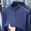 Comércio Exterior 2026 Suéter de Tricô Espesso com Forro de Fleece Meia-Zip Masculino Inverno Novo Estilo Peça Única Fleece Camisa Base Quente