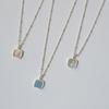 Colgante Cuadrado Geométrico Simple Hecho a Mano con Borde Fresco Color Aguamarina Estilo Japonés y Coreano Collar de Plata Simple Elegante para Mujeres