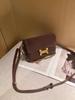 Bolsa de Corrente Pequena Quadrada em Couro Genuíno Fosco Bolsa de Mão Feminina de Alto Padrão Nicho Era Medieval Bolsa Transversal de Camurça Bolsa para Celular