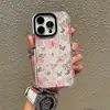 Capa de celular rosa floral com borboletas, estilo Instagram, impressa em UV, para iPhone 17 Pro Max, capa protetora de silicone macio transparente