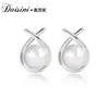 Brincos de Prata Esterlina S925 Brincos de Pérola com Elementos Swarovski Incrustados Nicho Japonês e Coreano Ins Brincos Brincos para Mulheres