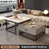 Mesa de Café de Lujo Ligero para Sala de Estar, Estilo Minimalista Moderno para Apartamentos Pequeños, Nuevo Modelo 2026, Mesa de Café Cuadrada de Vidrio Pizarra de Moda