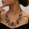 Colar e brincos femininos de temperamento multicamadas mistos com concha de cristal de moda transfronteiriça Europa e Estados Unidos (terno)