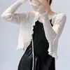 Cardigã de Malha Protetor Solar para Mulheres, Estilo Fino, Camisa para Ar Condicionado para o Verão, Peça Externa Fresca e Sedosa, Azul, Tamanho Único, Rosa