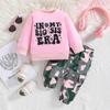 SAMGAMI BABY Ropa infantil transfronteriza Primavera Nuevo traje casual para niñas Suéter con letras de manga larga Pantalones de camuflaje
