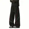 Calça Esportiva Casual Longa de Design Hasselblad com Bloqueio de Cores Reto Solto para Uso Externo Estilo Casal Masculino